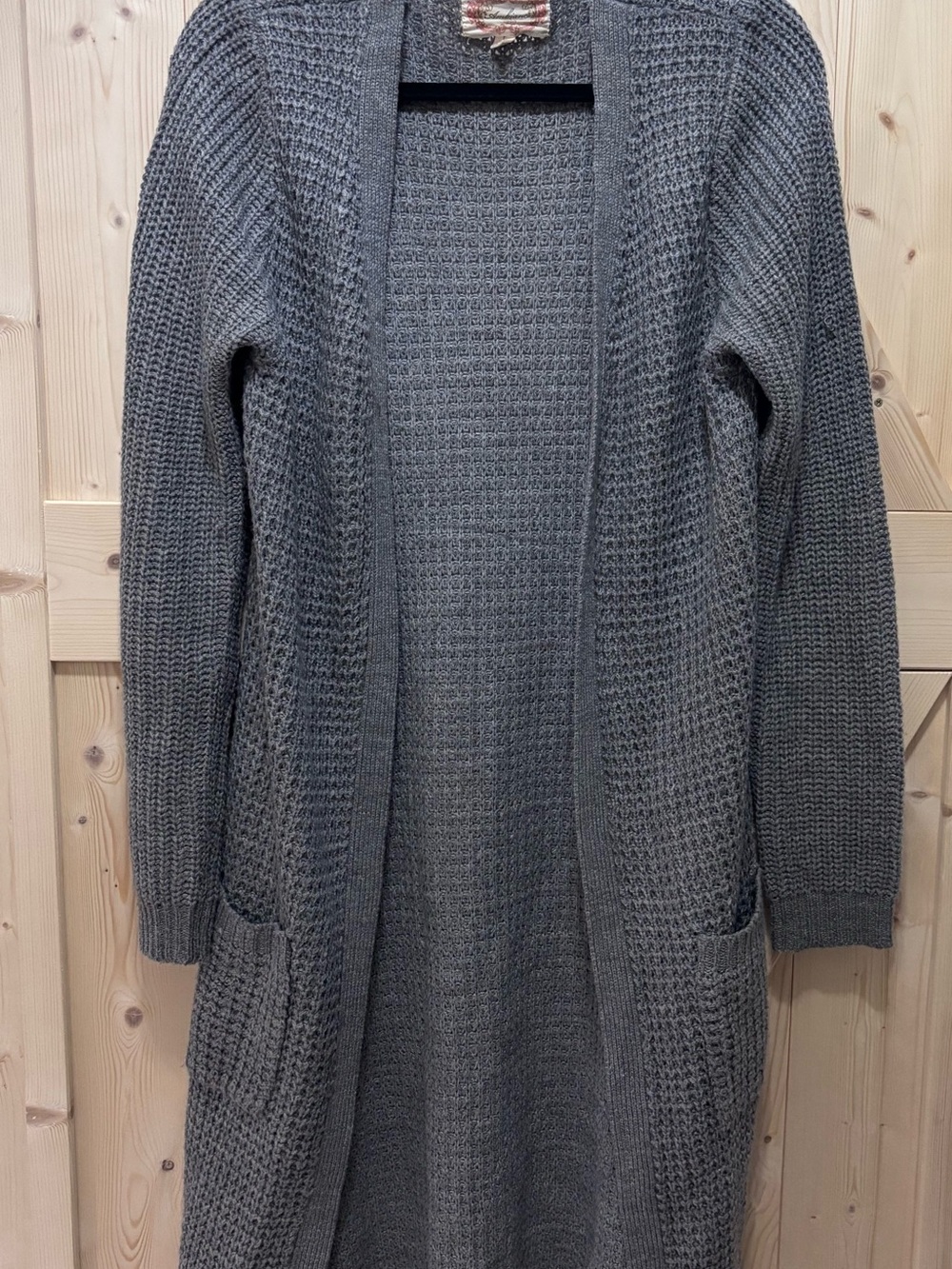 Ambiance Cozy Long Open-Front Knit Cardigan - Gray